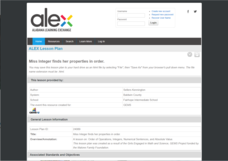 Miss Integer Finds Her Properties in Order Lesson Plan