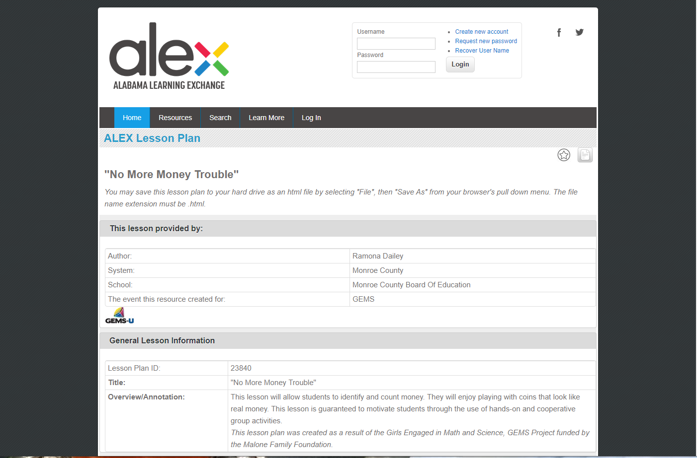 No More Money Trouble Lesson Plan