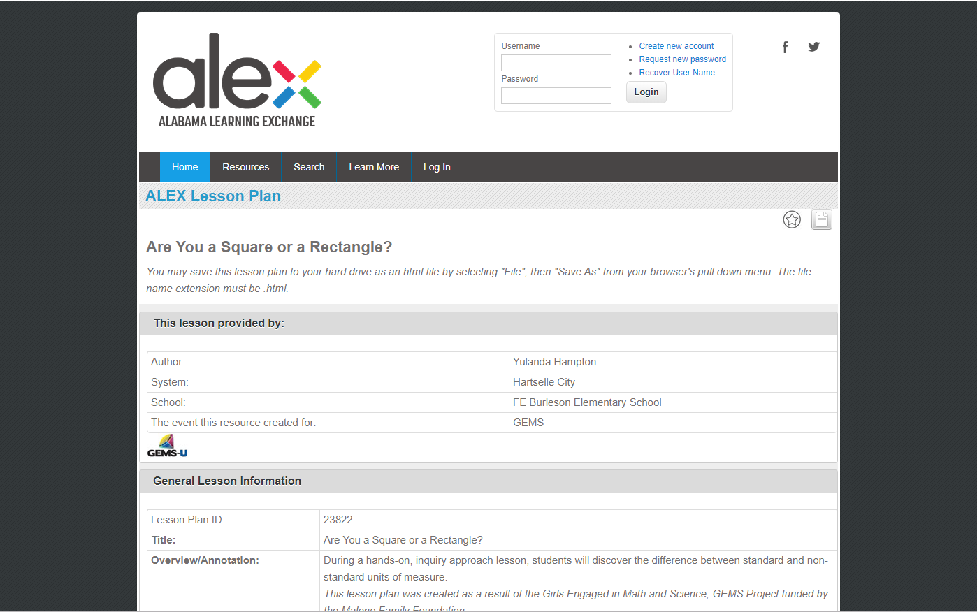 Are You a Square or a Rectangle? Lesson Plan