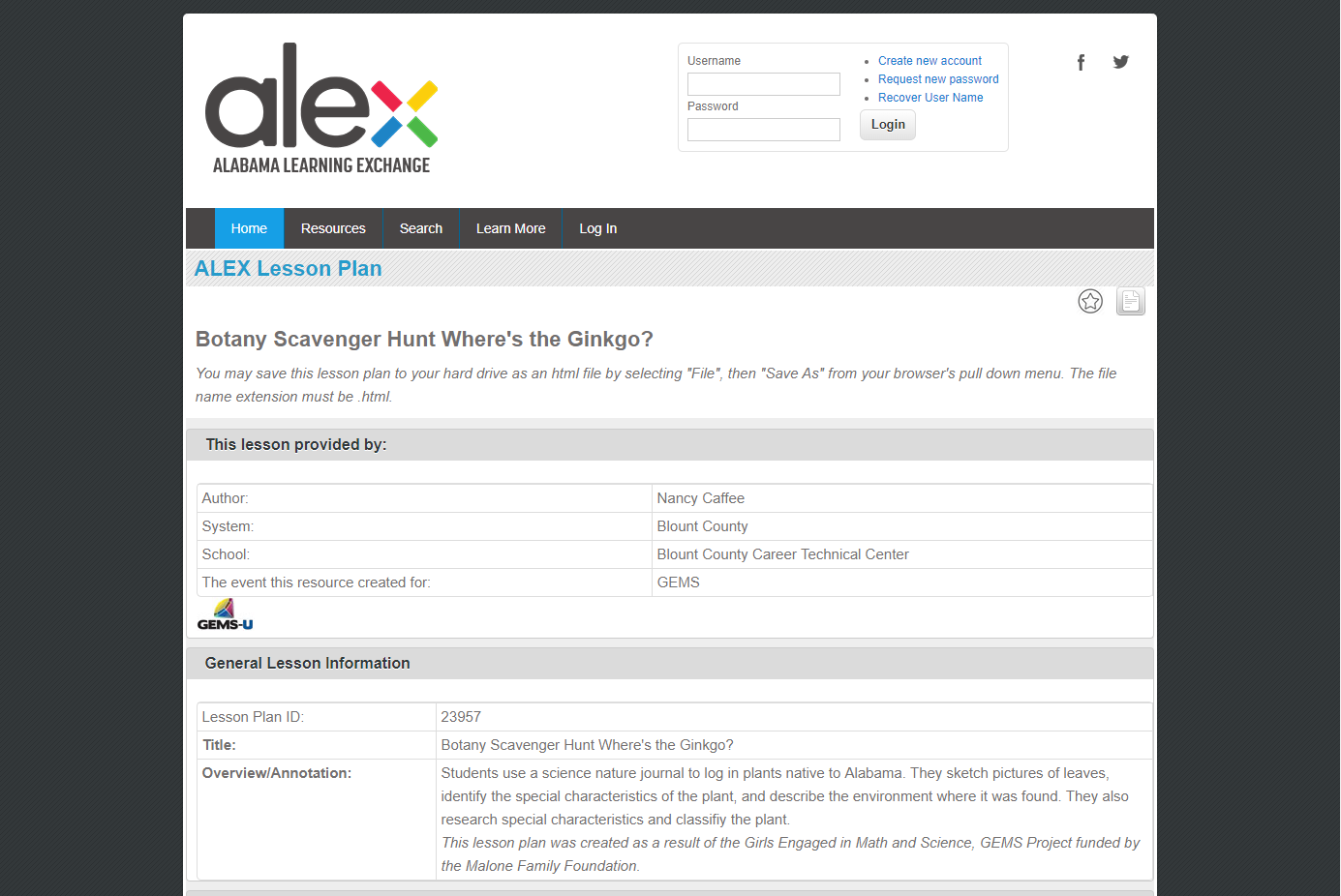 Botany Scavenger Hunt Where's the Ginkgo? Lesson Plan