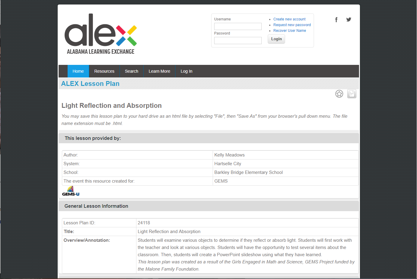 Light Reflection and Absorption Lesson Plan