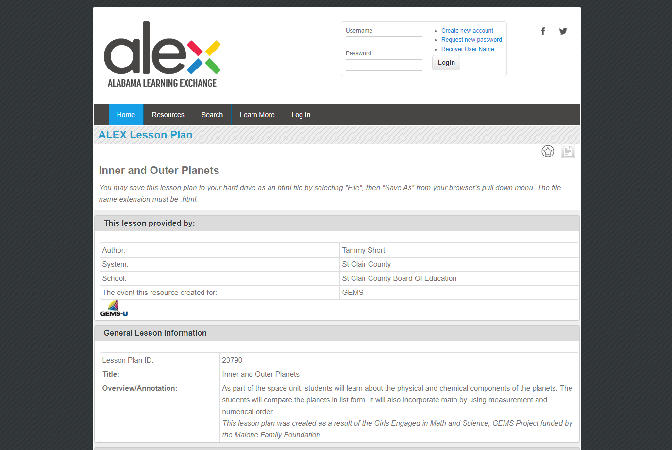 Inner and Outer Planets Lesson Plan