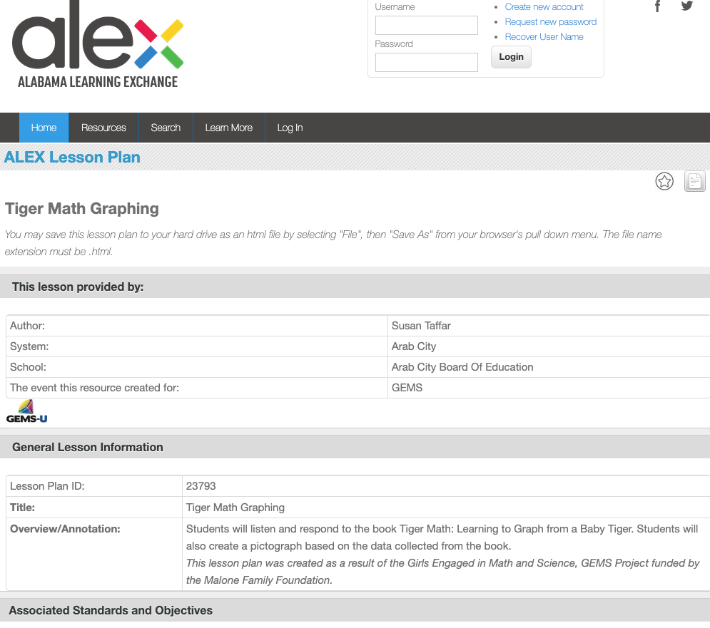 Tiger Math Graphing Lesson Plan