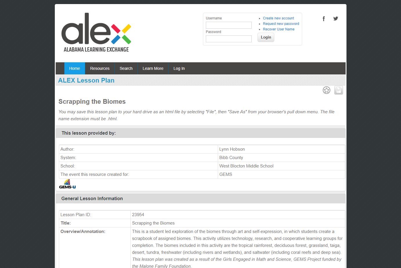 Scrapping the Biomes Lesson Plan