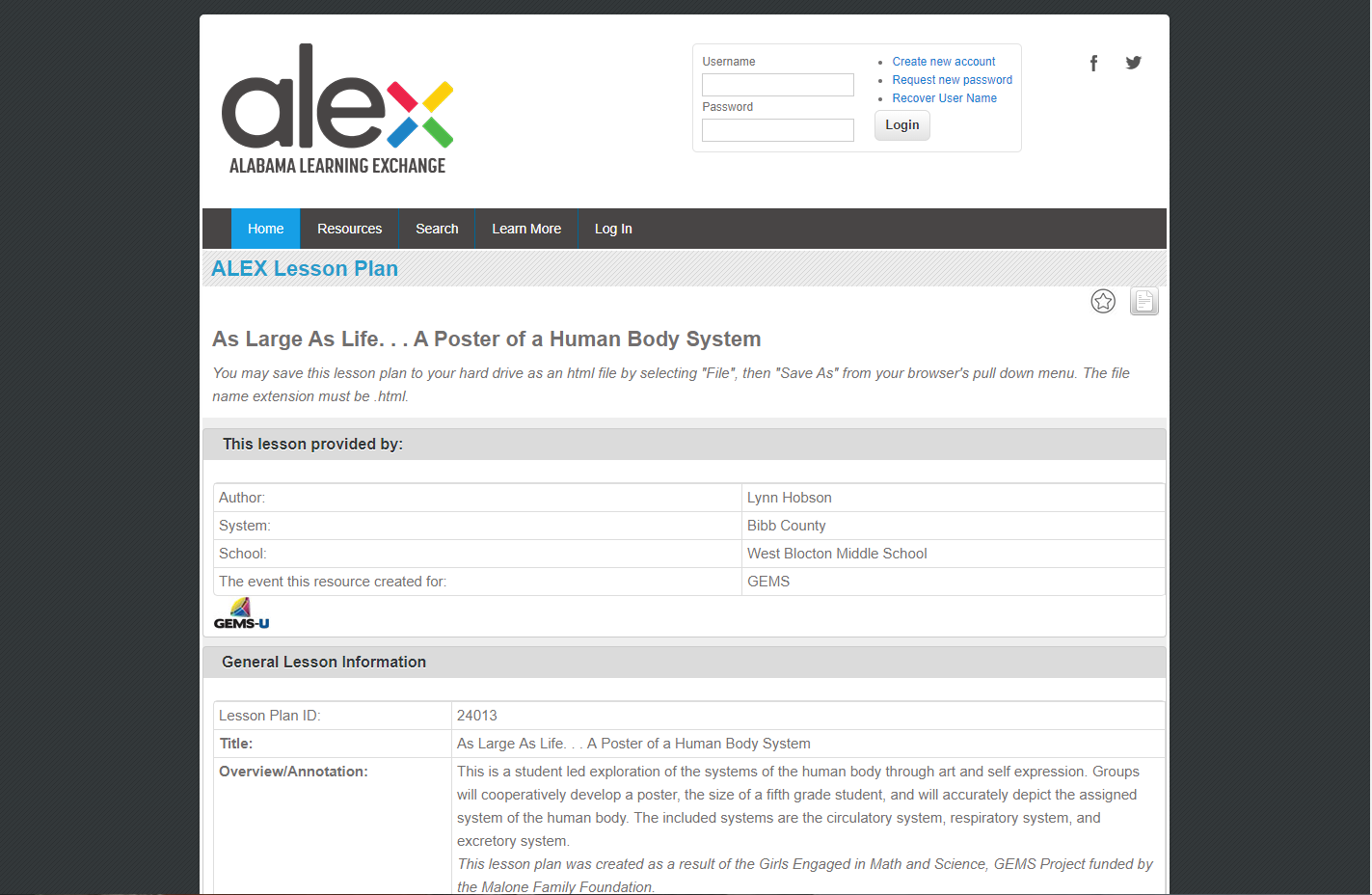 As Large As Life. . . A Poster of a Human Body System Lesson Plan