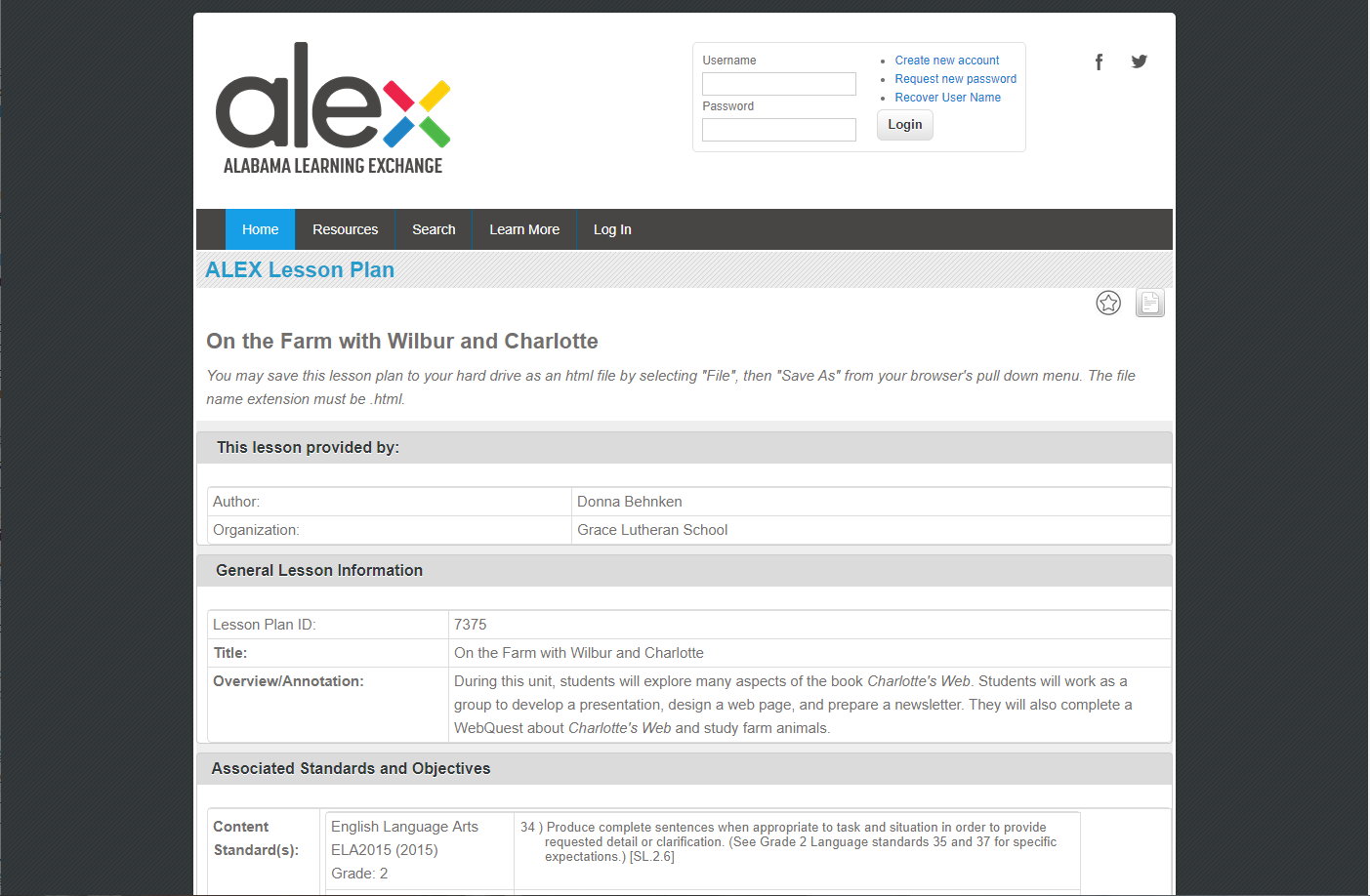 On the Farm with Wilbur and Charlotte Lesson Plan