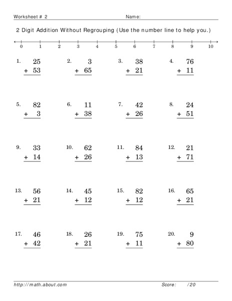 2 Digit Addition with Regrouping Worksheet