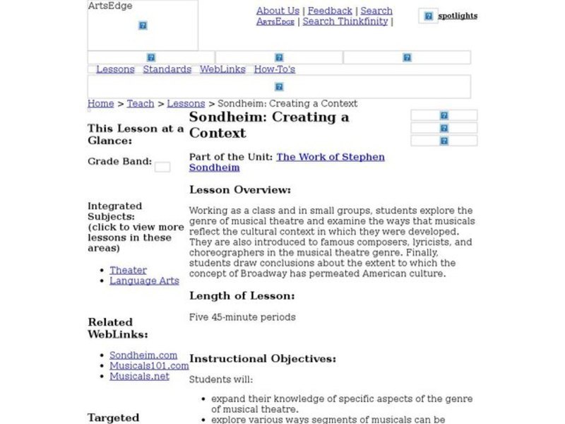 Sondheim: Creating a Context Worksheet