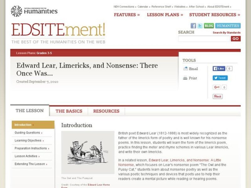 Edward Lear, Limericks, and Nonsense: There Once Was? Lesson Plan