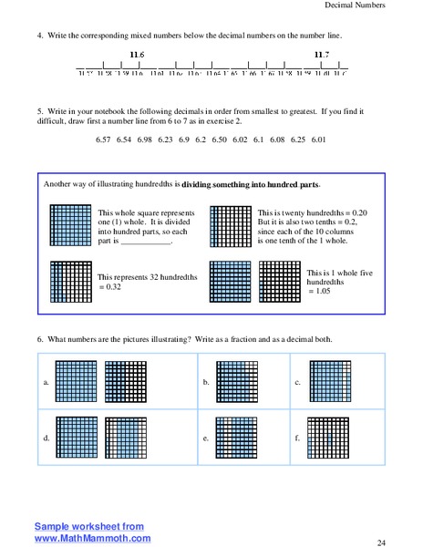 Decimal Numbers Worksheet