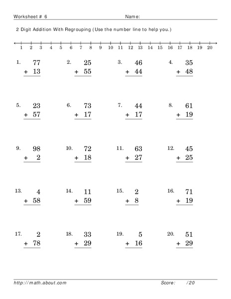 2 Digit Addition With Regrouping Worksheet