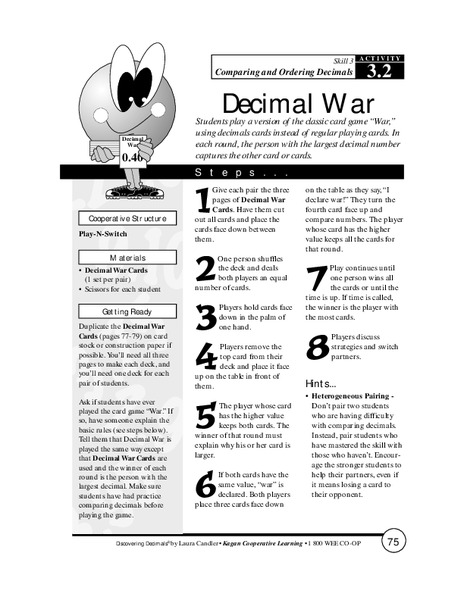 Decimal War Lesson Plan