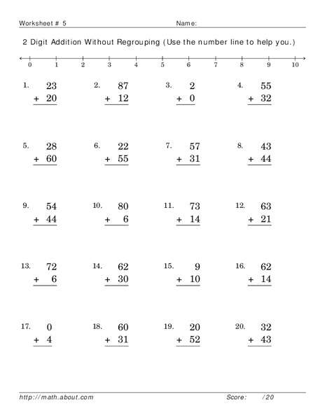 2 Digit Addition Without Regrouping Worksheet
