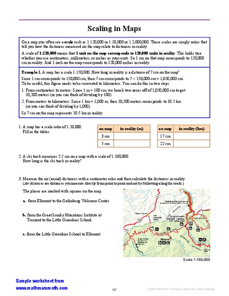 Scaling in Maps Worksheet