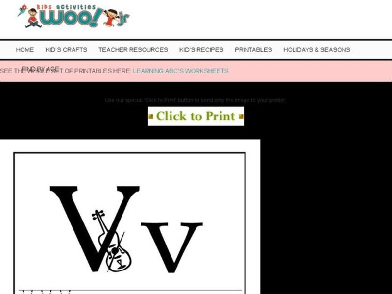Letter V Practice Worksheet