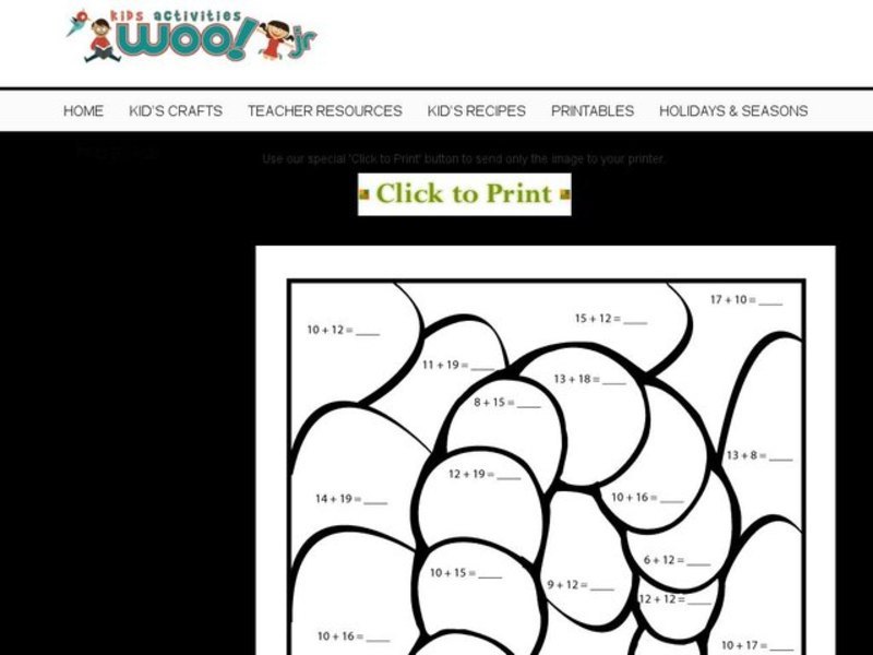 Addition: Color by Number Worksheet