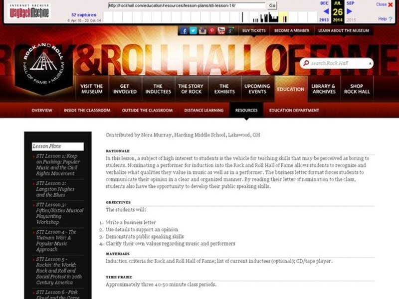 Who Rocks Your World? Lesson Plan