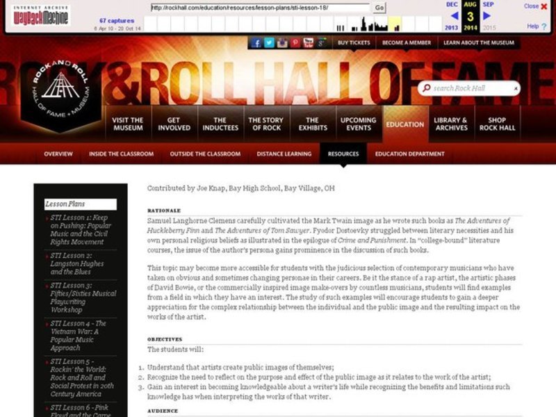 From Mark Twain to David Bowie: The Artistic Persona vs. The Individual Lesson Plan