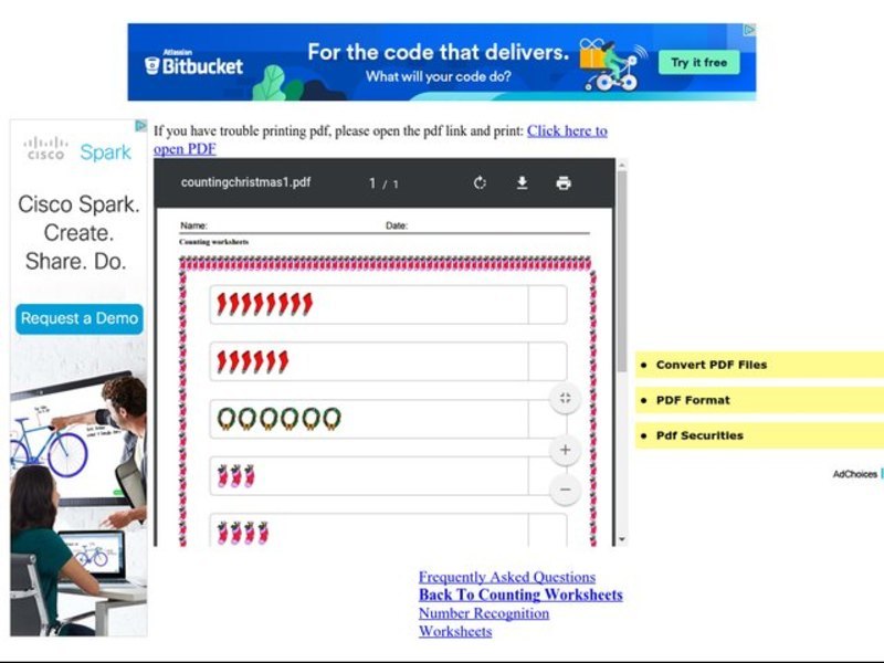 Christmas Counting Worksheet