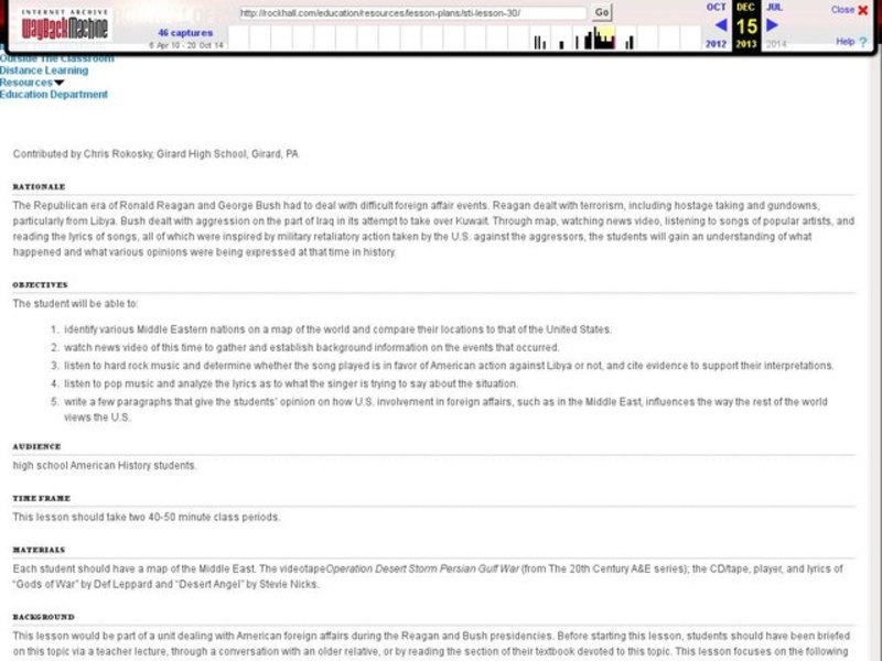 Trouble for the United States in the Middle East: The Reagan-Bush Years Lesson Plan