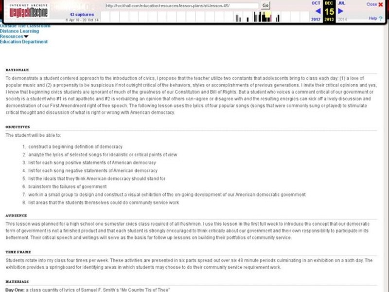 Democracy…Not Yet! Lesson Plan