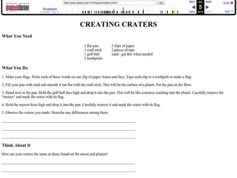 Creating Craters Worksheet