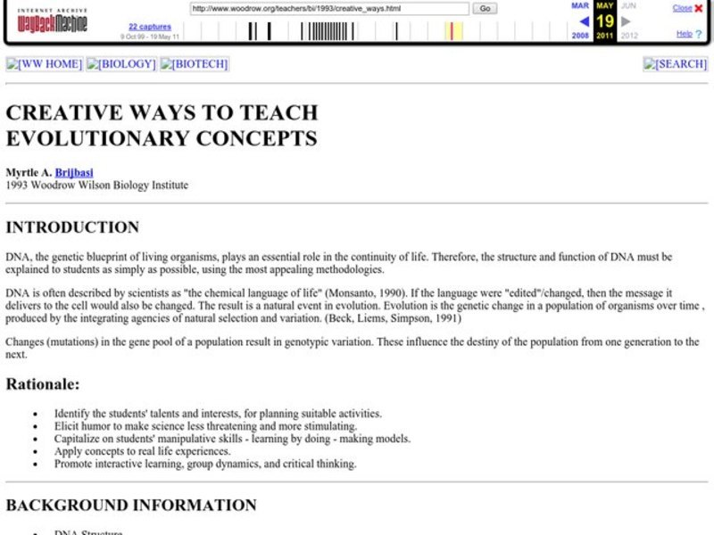 Creative Ways To Teach Evolutionary Concepts Lesson Plan