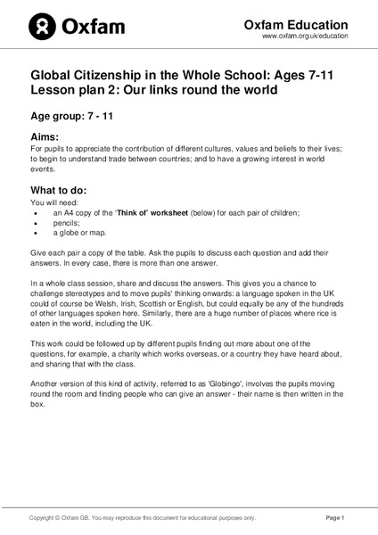 Global Citizenship: Our Links Around the World Lesson Plan