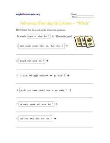Advanced Forming Questions - "When" Worksheet
