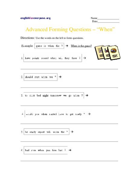 Advanced Forming Questions - "When" Worksheet