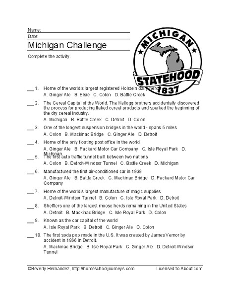 Michigan Challenge Worksheet