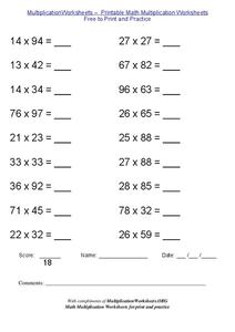 2 digit multiplication Worksheet