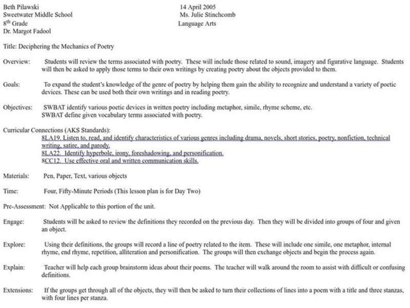 Deciphering the Mechanics of Poetry Lesson Plan