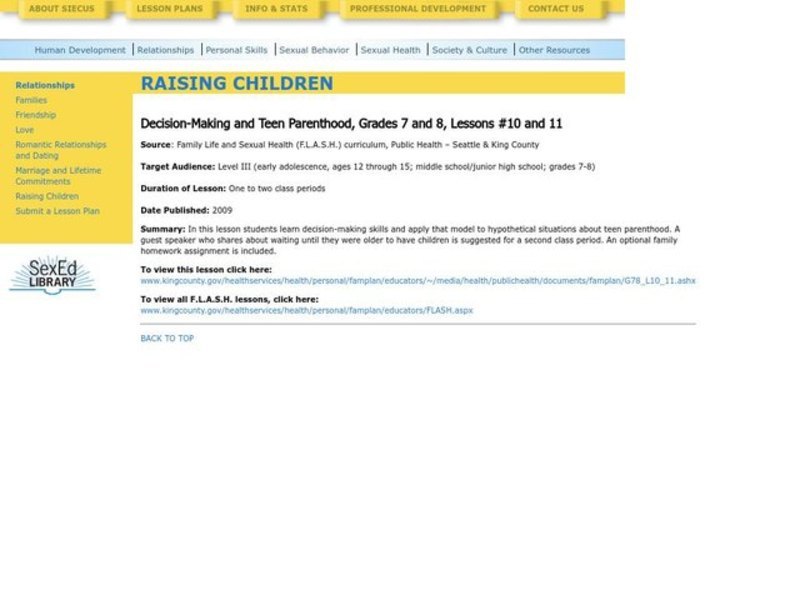 Decision Making and Teen Parenthood Lesson Plan
