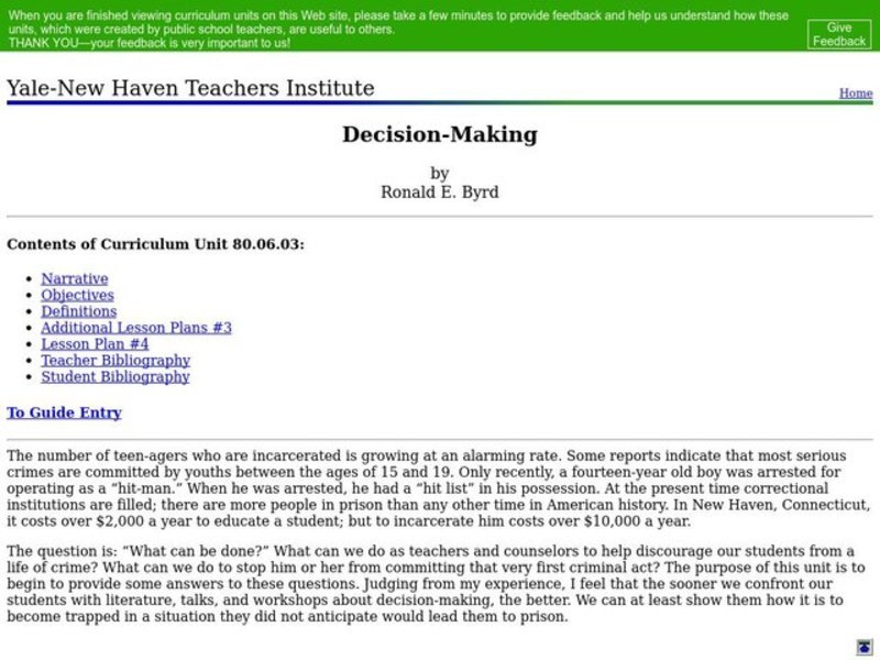 Decision-Making Lesson Plan
