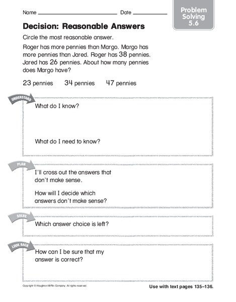 Decision: Reasonable Answers Worksheet