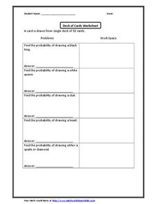 Deck of Cards Worksheet Worksheet