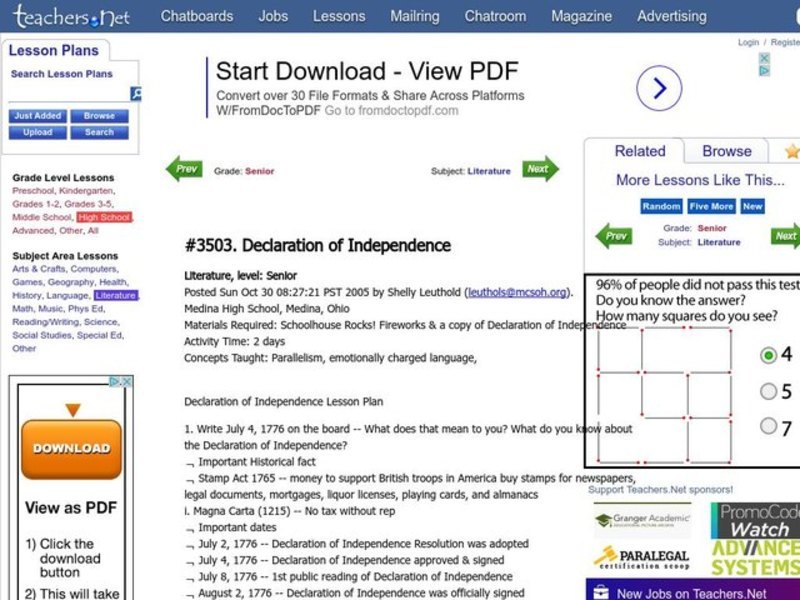 Declaration of Independence Lesson Plan
