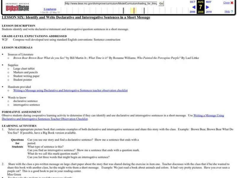 Declarative and Interrogative Sentences Lesson Plan