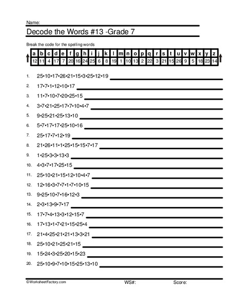 Decode the words Worksheet