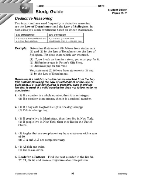 Deductive Reasoning Worksheet