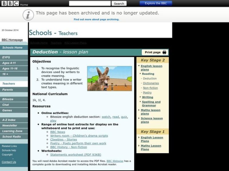 Deduction Lesson Plan