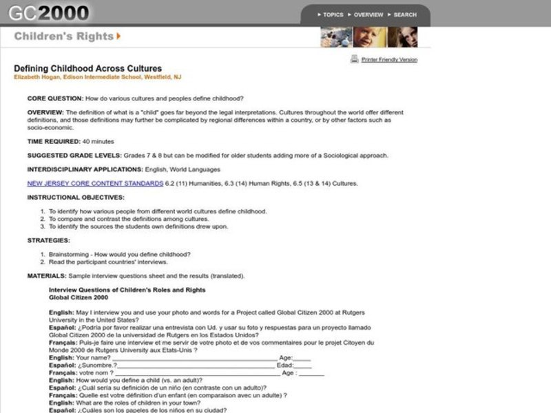 Defining Childhood Across Cultures Lesson Plan