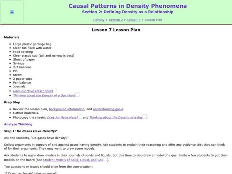 Defining Density as a Relationship Lesson Plan