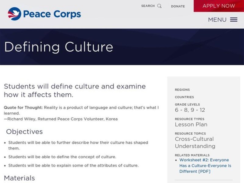 Defining Culture Lesson Plan