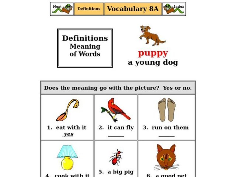 Definitions Worksheet