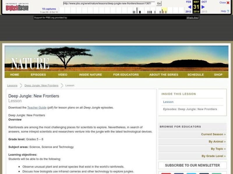 Deep Jungle: New Frontiers Lesson Plan