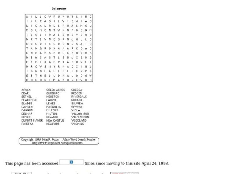 Delaware Worksheet