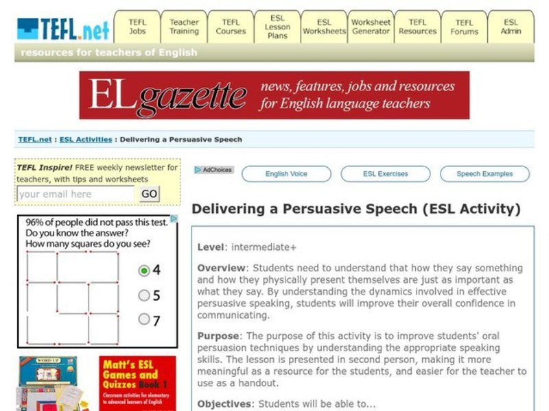 Delivering a Persuasive Speech Lesson Plan