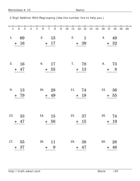 2-Digit Addition With Regrouping Worksheet